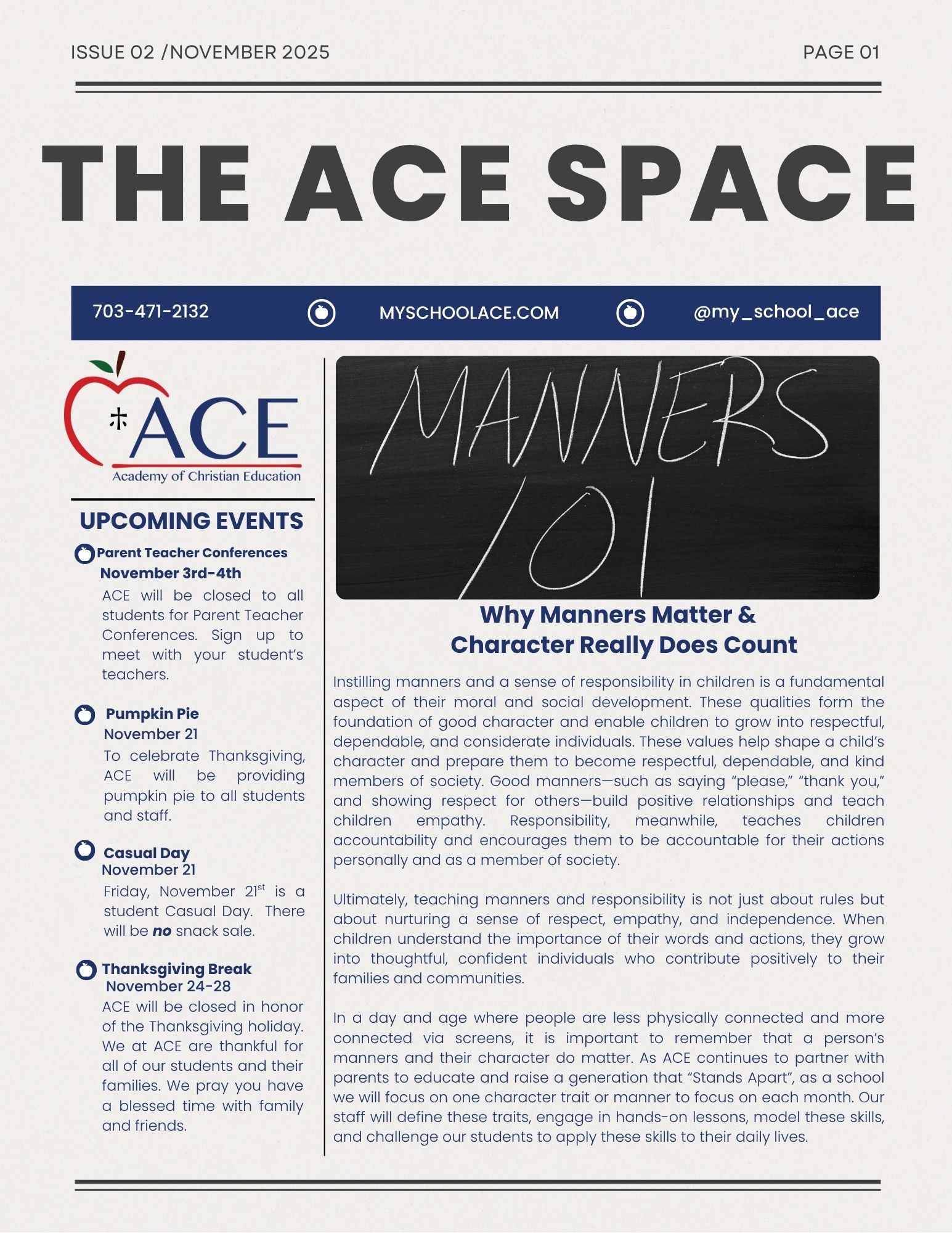 ACE Newsletter - The Academy of Christian Education